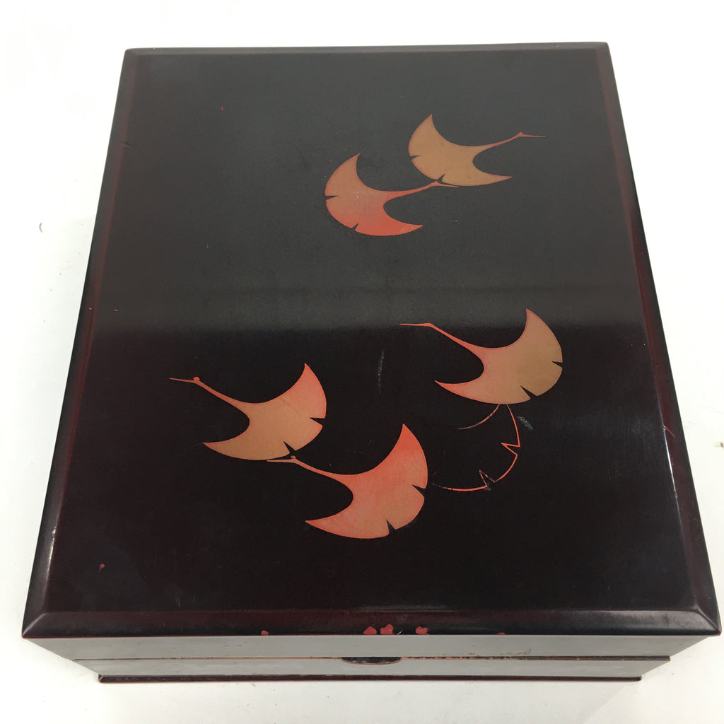 Japanese Lacquerware Lid Box Vtg Wood Fumibako Letter Book Box FB65