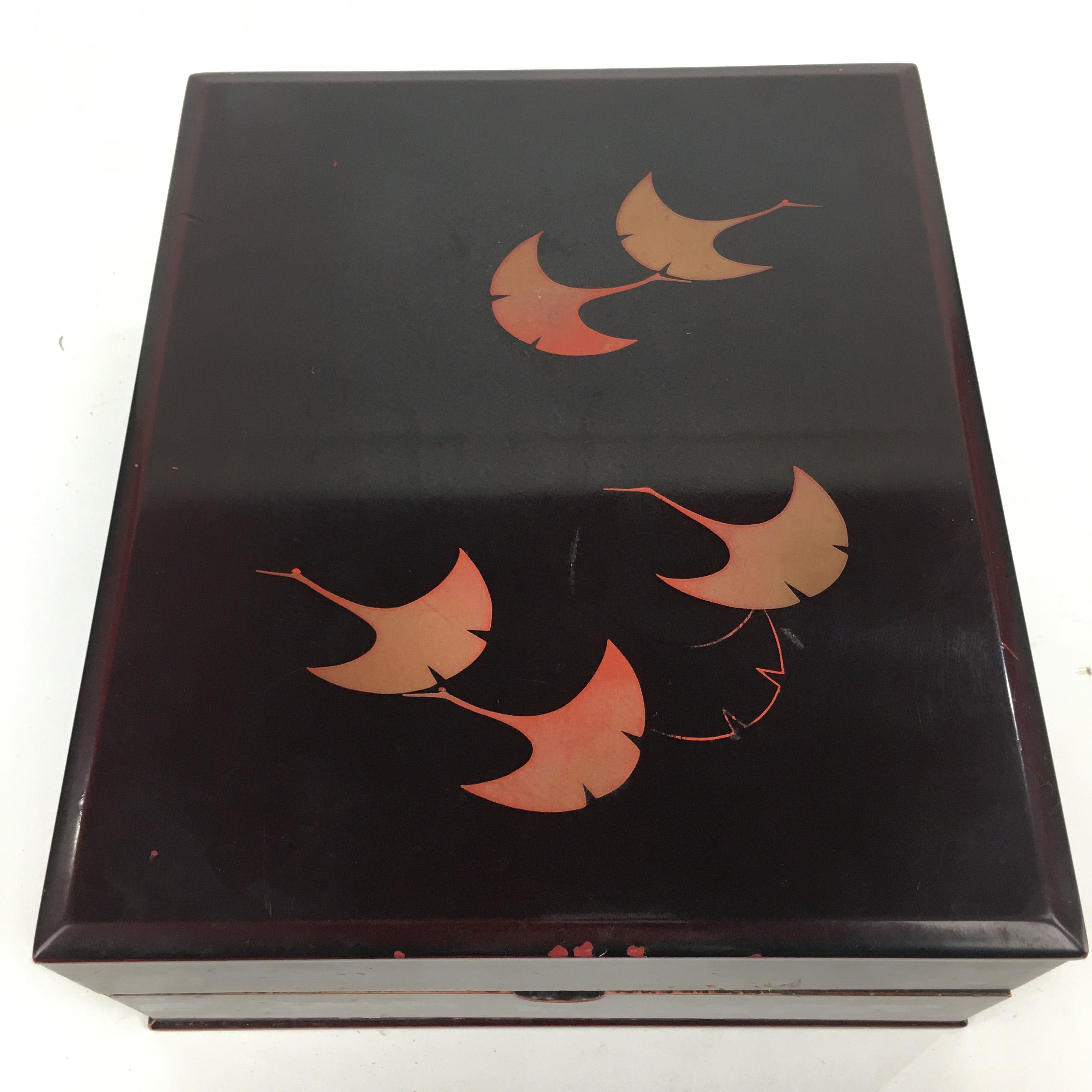 Japanese Lacquerware Lid Box Vtg Wood Fumibako Letter Book Box FB65