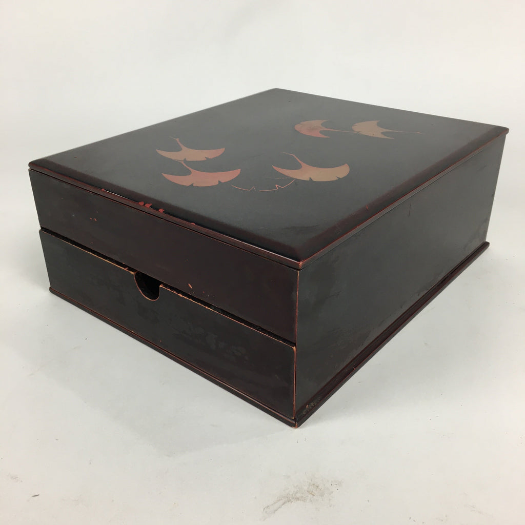 Japanese Lacquerware Lid Box Vtg Wood Fumibako Letter Book Box FB65