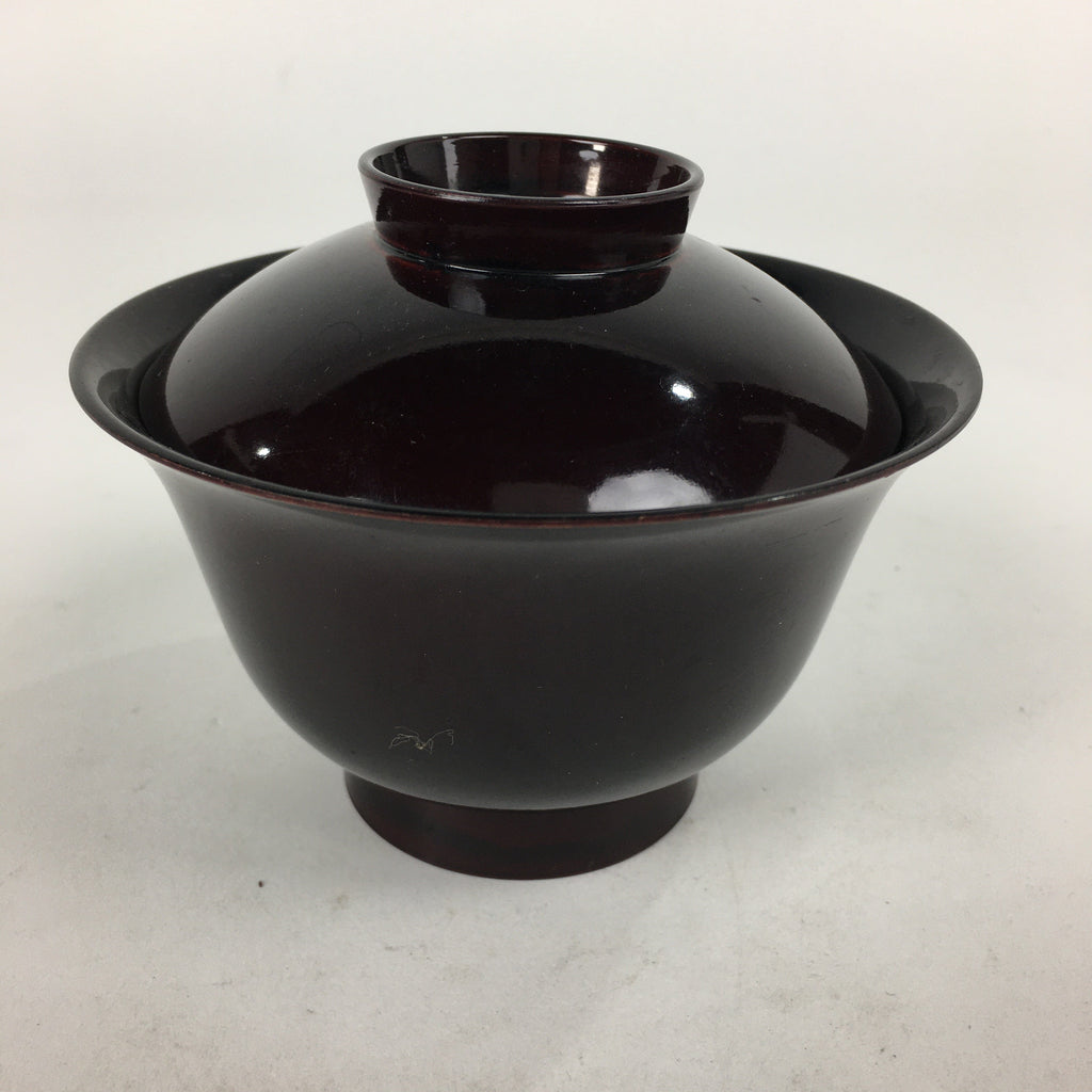 Japanese Lacquerware Lidded Bowl Vtg Echizen-Nuri Owan Soup Bowl UR627