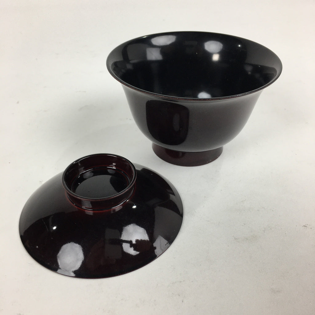Japanese Lacquerware Lidded Bowl Vtg Echizen-Nuri Owan Soup Bowl UR629