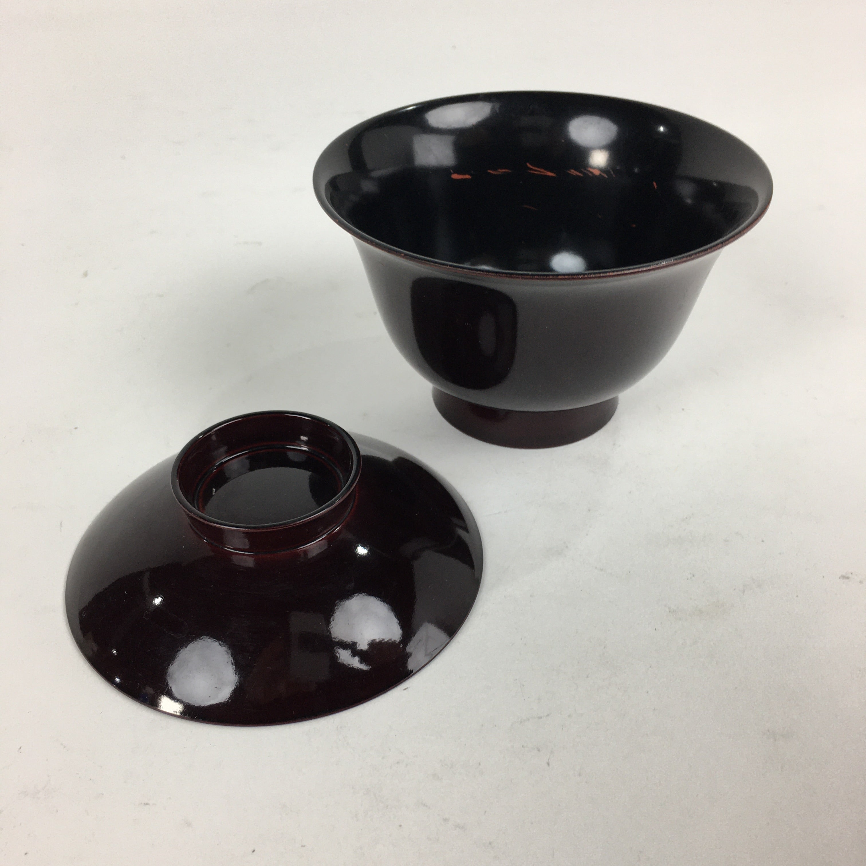 Japanese Lacquerware Lidded Bowl Vtg Echizen-Nuri Owan Soup Bowl UR630