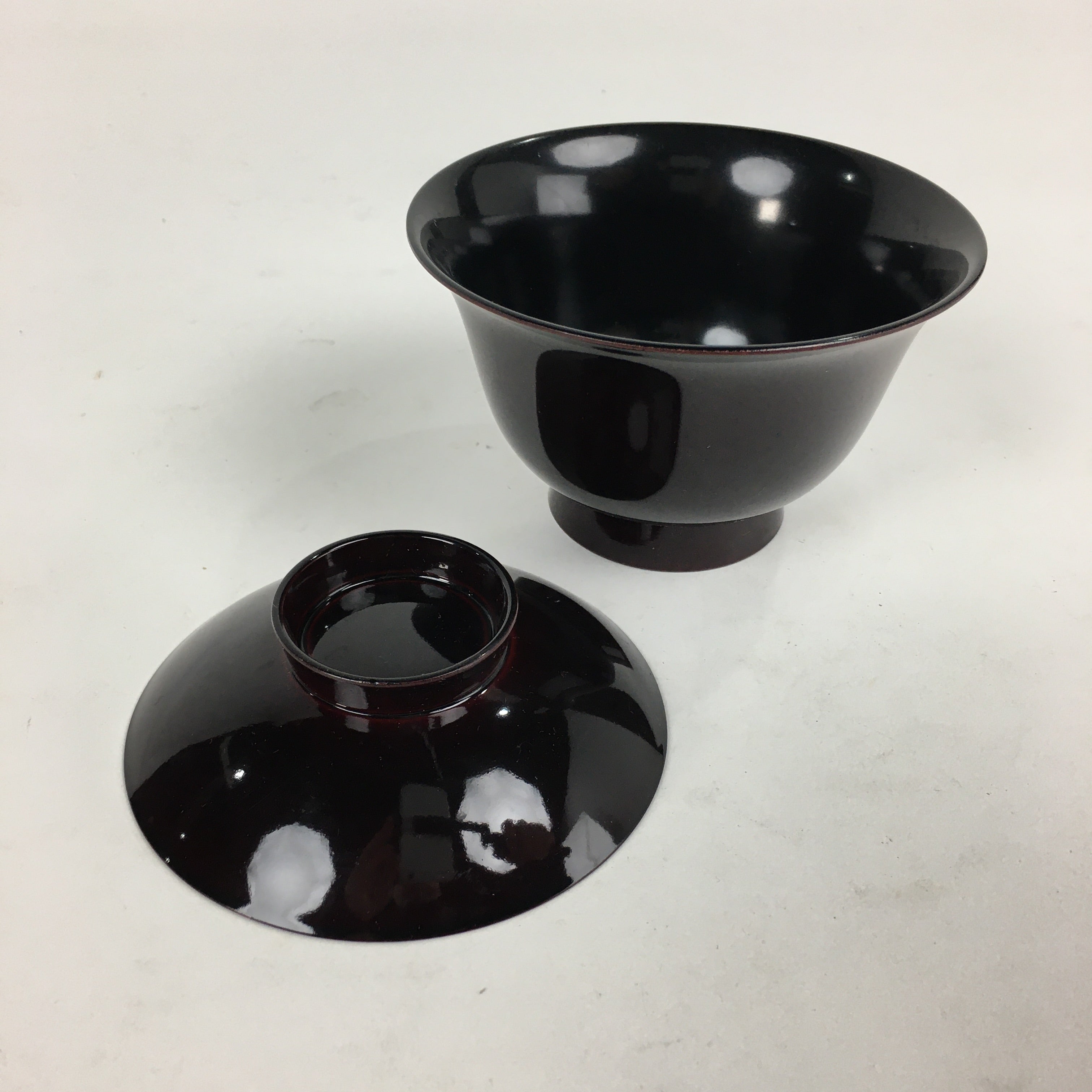 Japanese Lacquerware Lidded Bowl Vtg Echizen-Nuri Owan Soup Bowl UR631