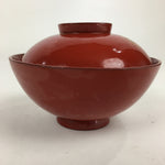 Japanese Lacquerware Lidded Bowl Vtg Gold Bird Owan Soup Bowl Red UR652