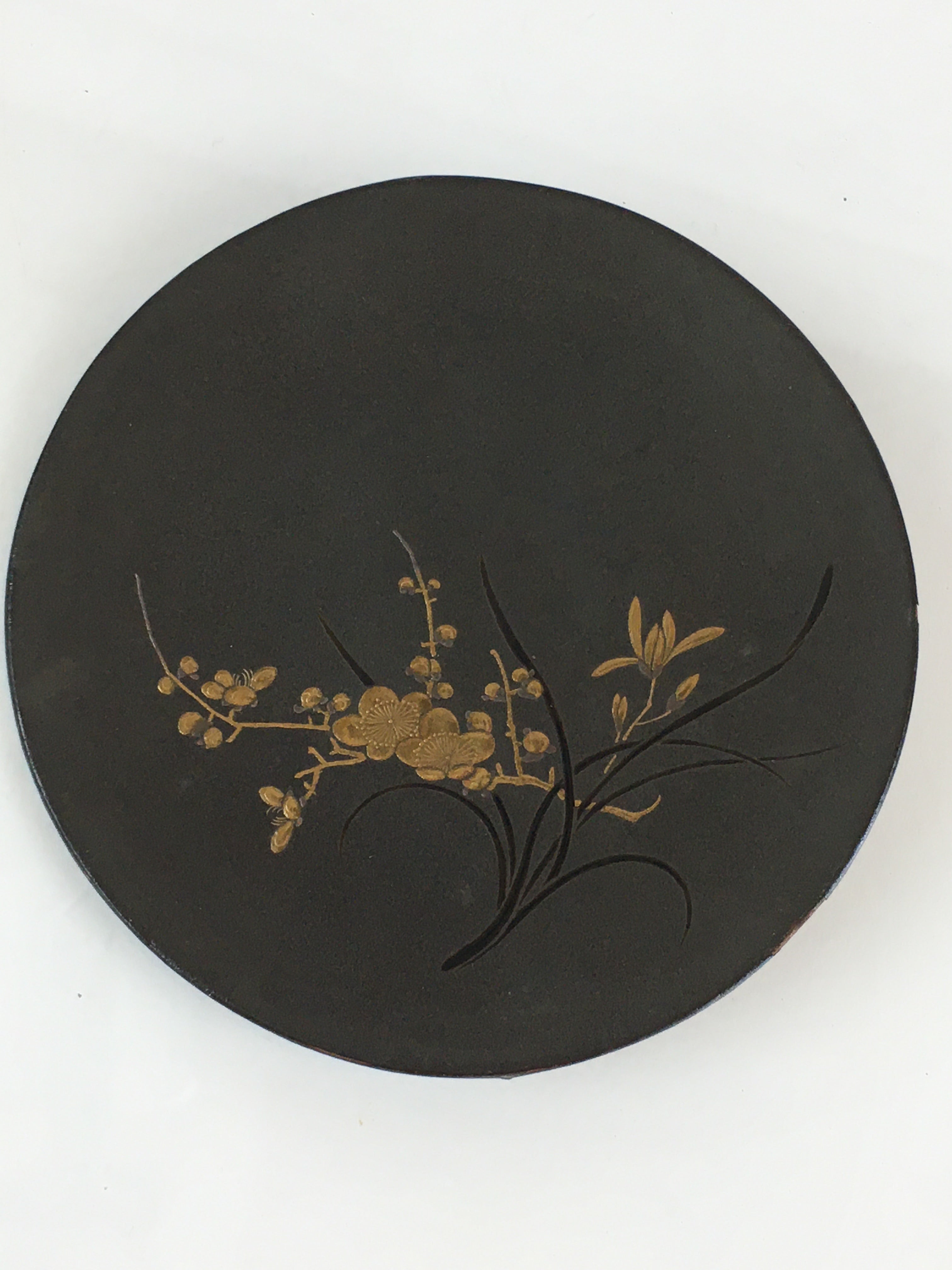 Japanese Lacquerware Lidded Bowl Vtg Maki-e Gold Flower Nabe Pot UR802