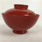 Japanese Lacquerware Lidded Bowl Vtg Maki-e Gold Owan Soup Bowl Red UR649