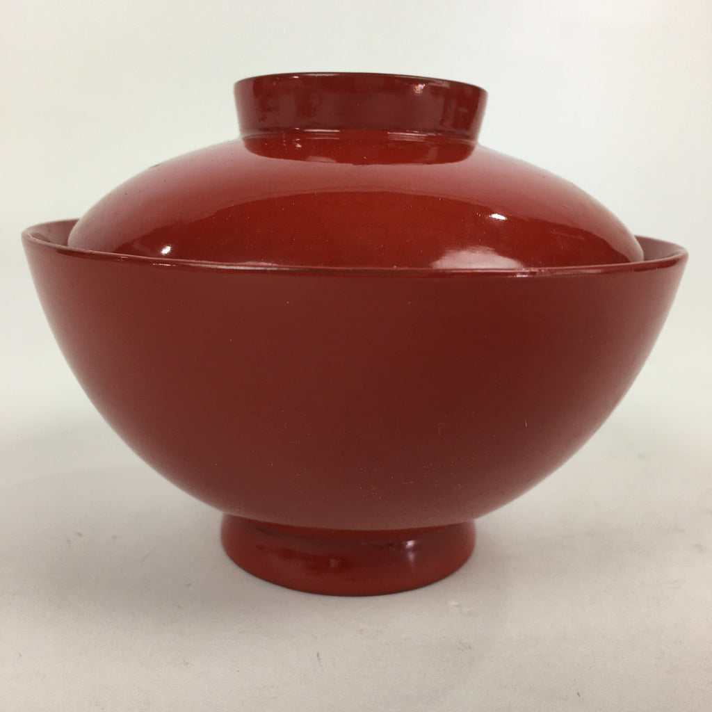 Japanese Lacquerware Lidded Bowl Vtg Maki-e Gold Owan Soup Bowl Red UR649