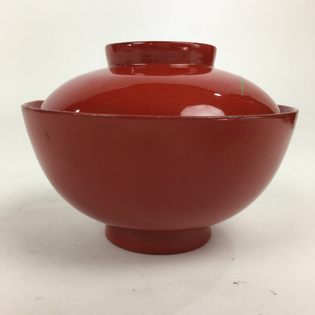 Japanese Lacquerware Lidded Bowl Vtg Maki-e Gold Owan Soup Bowl Red UR650