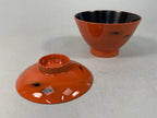 Japanese Lacquerware Lidded Bowl Vtg Replica Red Black Owan Soup Rice UR397