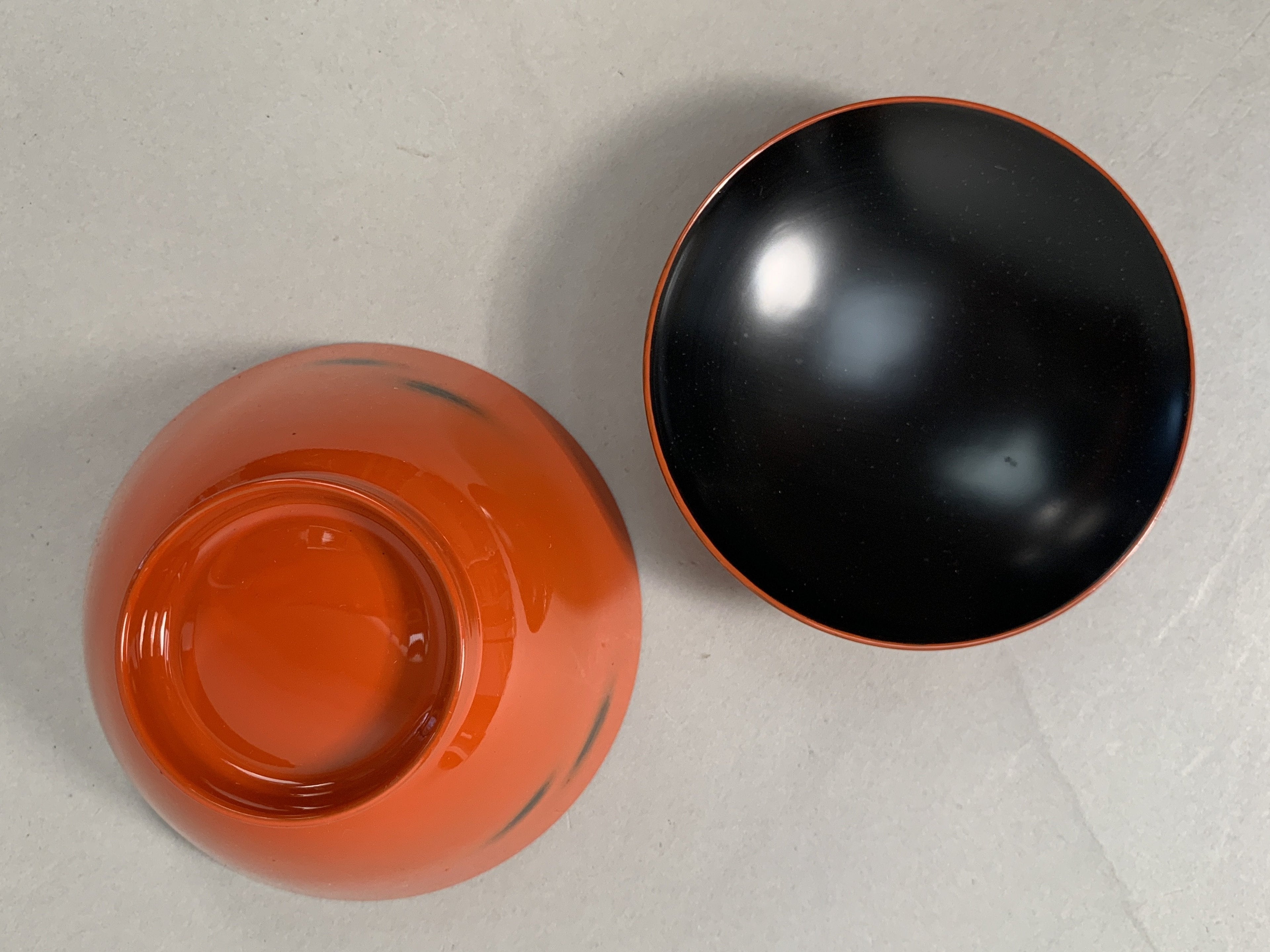Japanese Lacquerware Lidded Bowl Vtg Replica Red Black Owan Soup Rice UR397