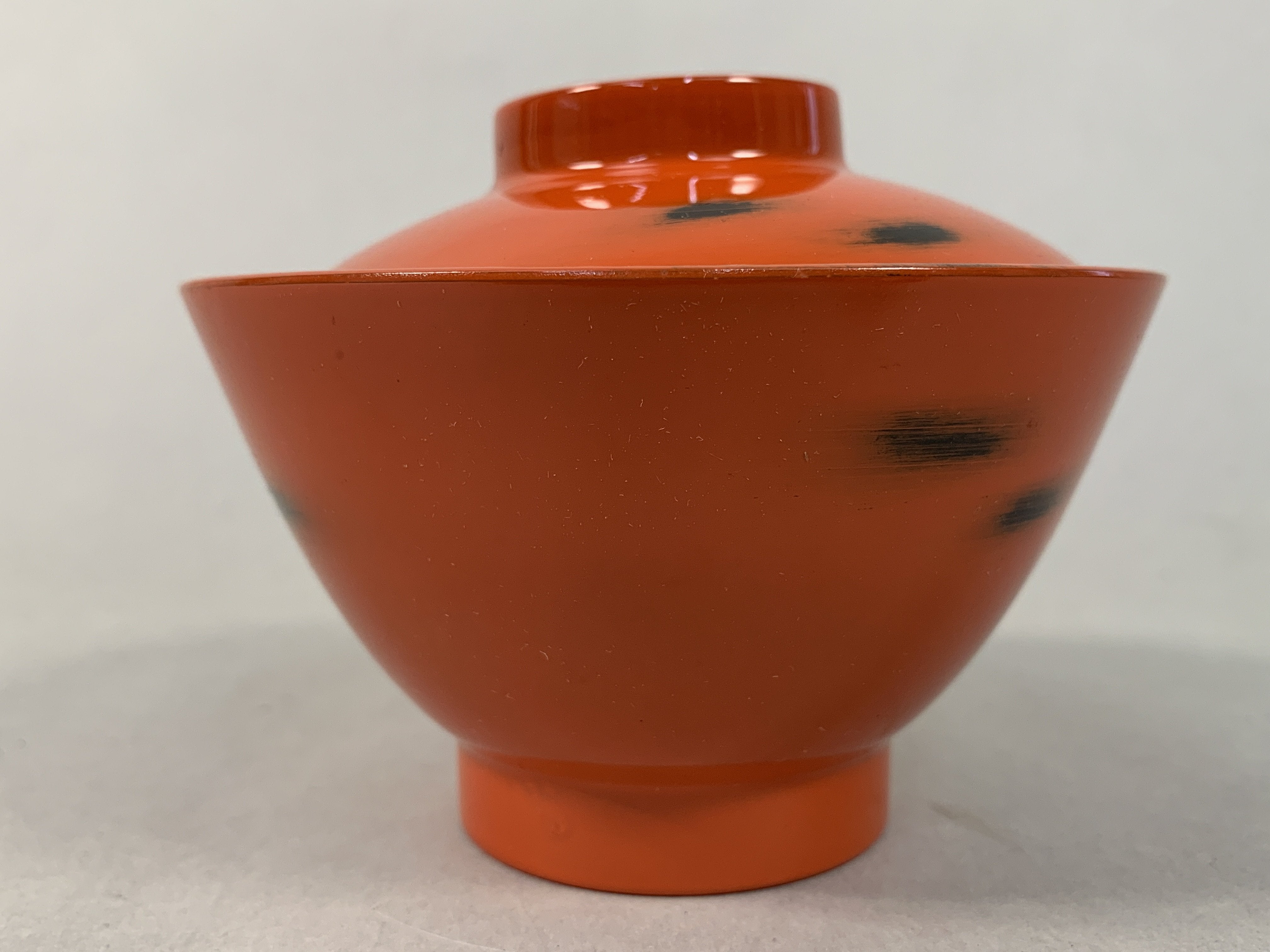 Japanese Lacquerware Lidded Bowl Vtg Replica Red Black Owan Soup Rice UR397