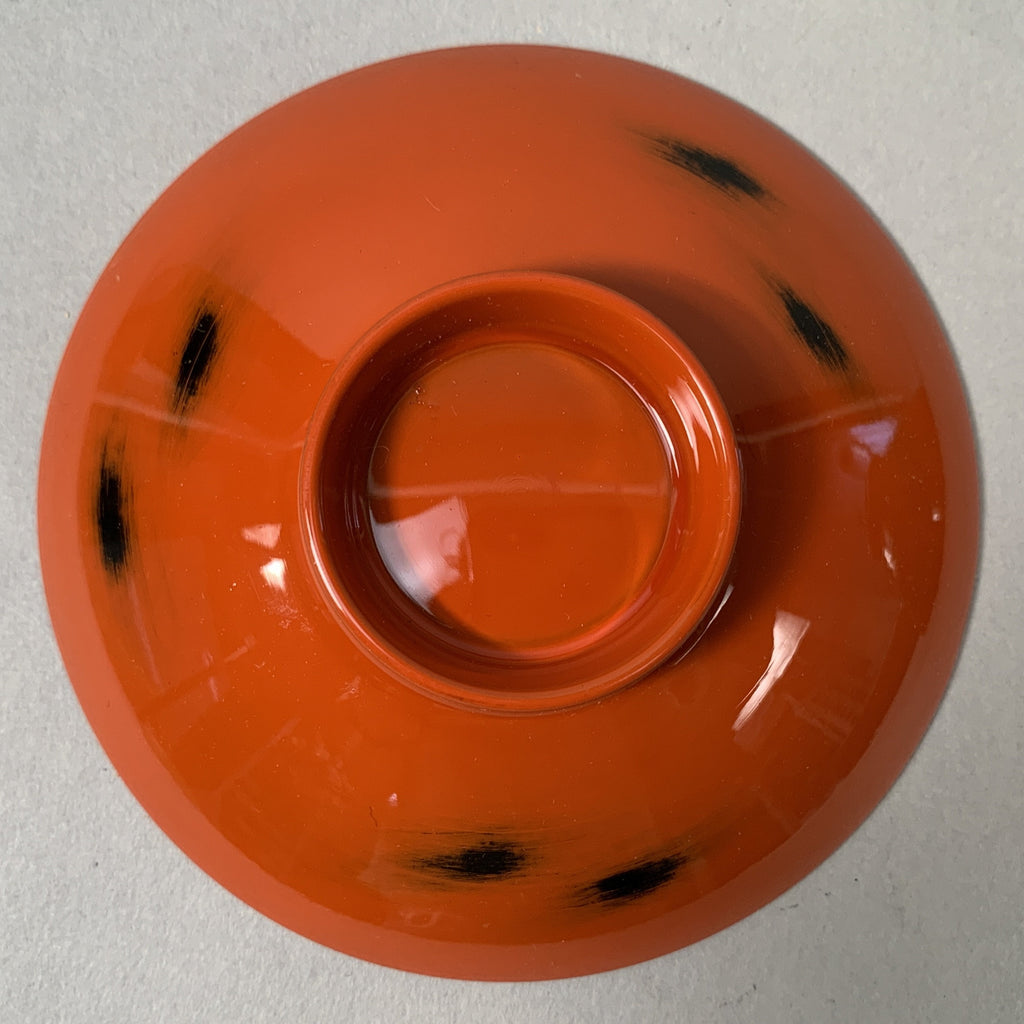 Japanese Lacquerware Lidded Bowl Vtg Replica Red Black Owan Soup Rice UR397