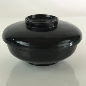 Japanese Lacquerware Lidded Bowl Vtg Urushi Black Owan Soup Rice LB30