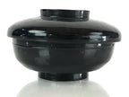 Japanese Lacquerware Lidded Bowl Vtg Urushi Black Owan Soup Rice LB31