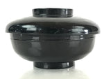 Japanese Lacquerware Lidded Bowl Vtg Urushi Black Owan Soup Rice LB31