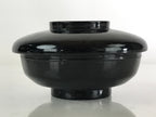 Japanese Lacquerware Lidded Bowl Vtg Urushi Black Owan Soup Rice LB32
