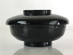 Japanese Lacquerware Lidded Bowl Vtg Urushi Black Owan Soup Rice LB32