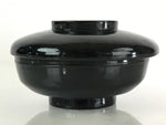 Japanese Lacquerware Lidded Bowl Vtg Urushi Black Owan Soup Rice LB32