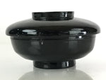 Japanese Lacquerware Lidded Bowl Vtg Urushi Black Owan Soup Rice LB32