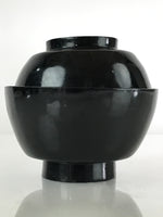 Japanese Lacquerware Lidded Bowl Vtg Urushi Black Owan Soup Rice LB35