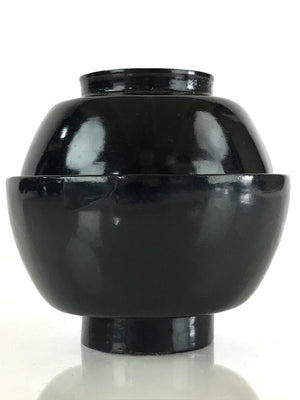 Japanese Lacquerware Lidded Bowl Vtg Urushi Black Owan Soup Rice LB36