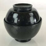 Japanese Lacquerware Lidded Bowl Vtg Urushi Black Owan Soup Rice LB36