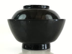 Japanese Lacquerware Lidded Bowl Vtg Urushi Black Owan Soup Rice LB46