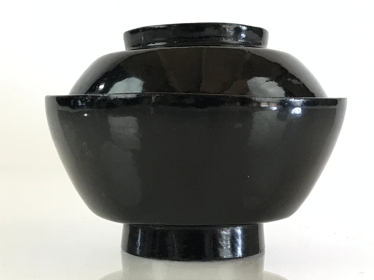 Japanese Lacquerware Lidded Bowl Vtg Urushi Black Owan Soup Rice LB47 ...
