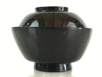 Japanese Lacquerware Lidded Bowl Vtg Urushi Black Owan Soup Rice LB48