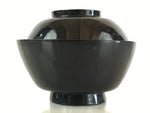 Japanese Lacquerware Lidded Bowl Vtg Urushi Black Owan Soup Rice LB48