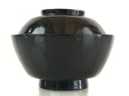 Japanese Lacquerware Lidded Bowl Vtg Urushi Black Owan Soup Rice LB48