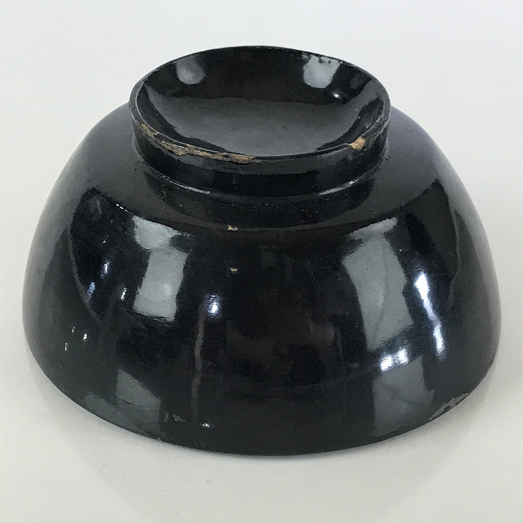 Japanese Lacquerware Lidded Bowl Vtg Urushi Black Owan Soup Rice LB50