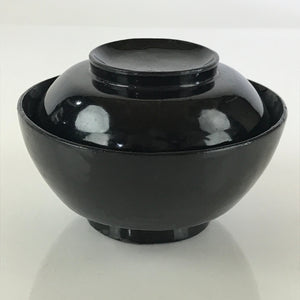 Japanese Lacquerware Lidded Bowl Vtg Urushi Black Owan Soup Rice LB50
