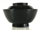 Japanese Lacquerware Lidded Bowl Vtg Urushi Black Owan Soup Rice LB51