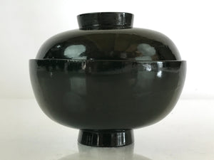 Japanese Lacquerware Lidded Bowl Vtg Urushi Green Red Owan Soup Rice LB17