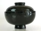 Japanese Lacquerware Lidded Bowl Vtg Urushi Green Red Owan Soup Rice LB19