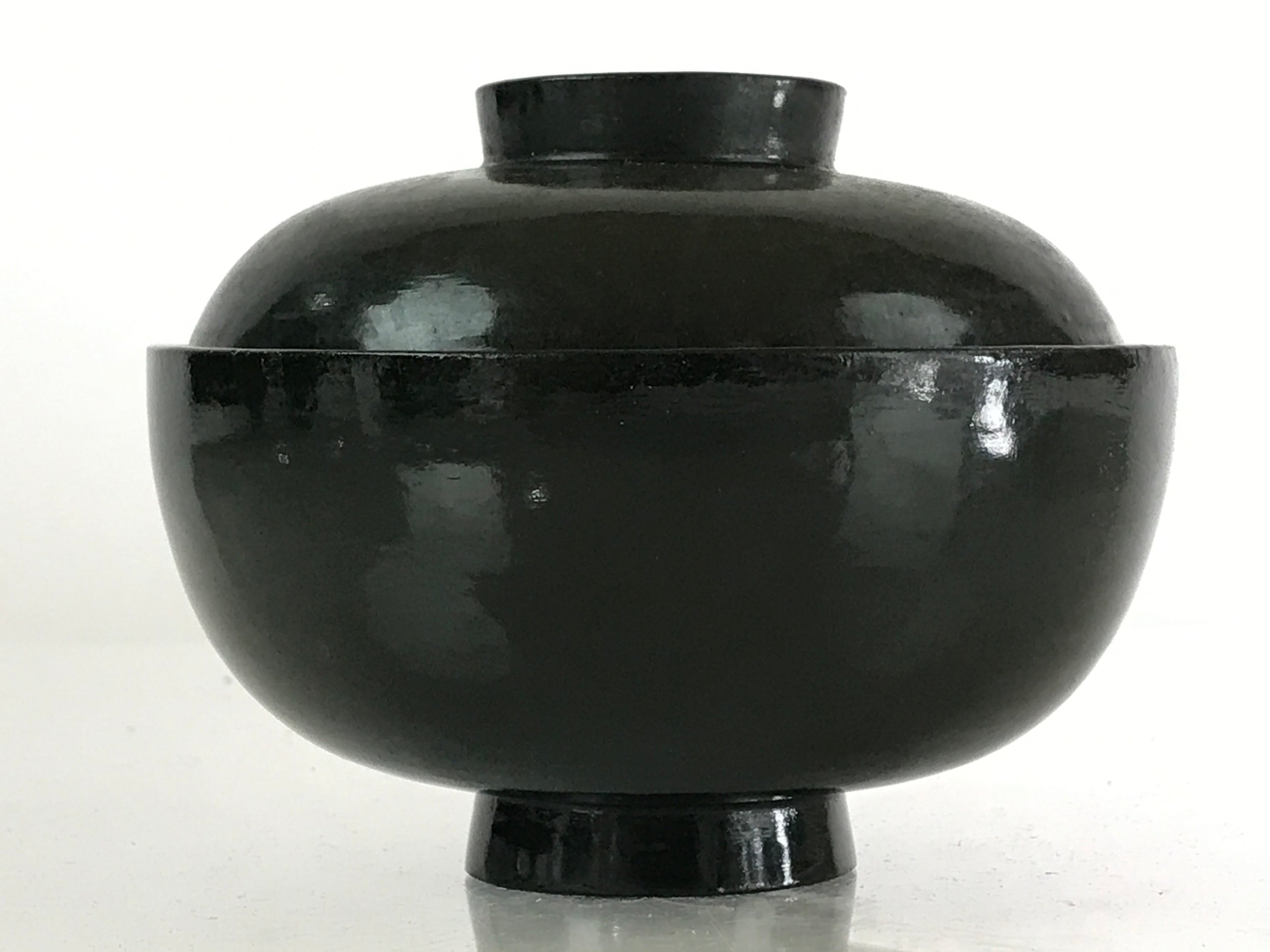 Japanese Lacquerware Lidded Bowl Vtg Urushi Green Red Owan Soup Rice LB20