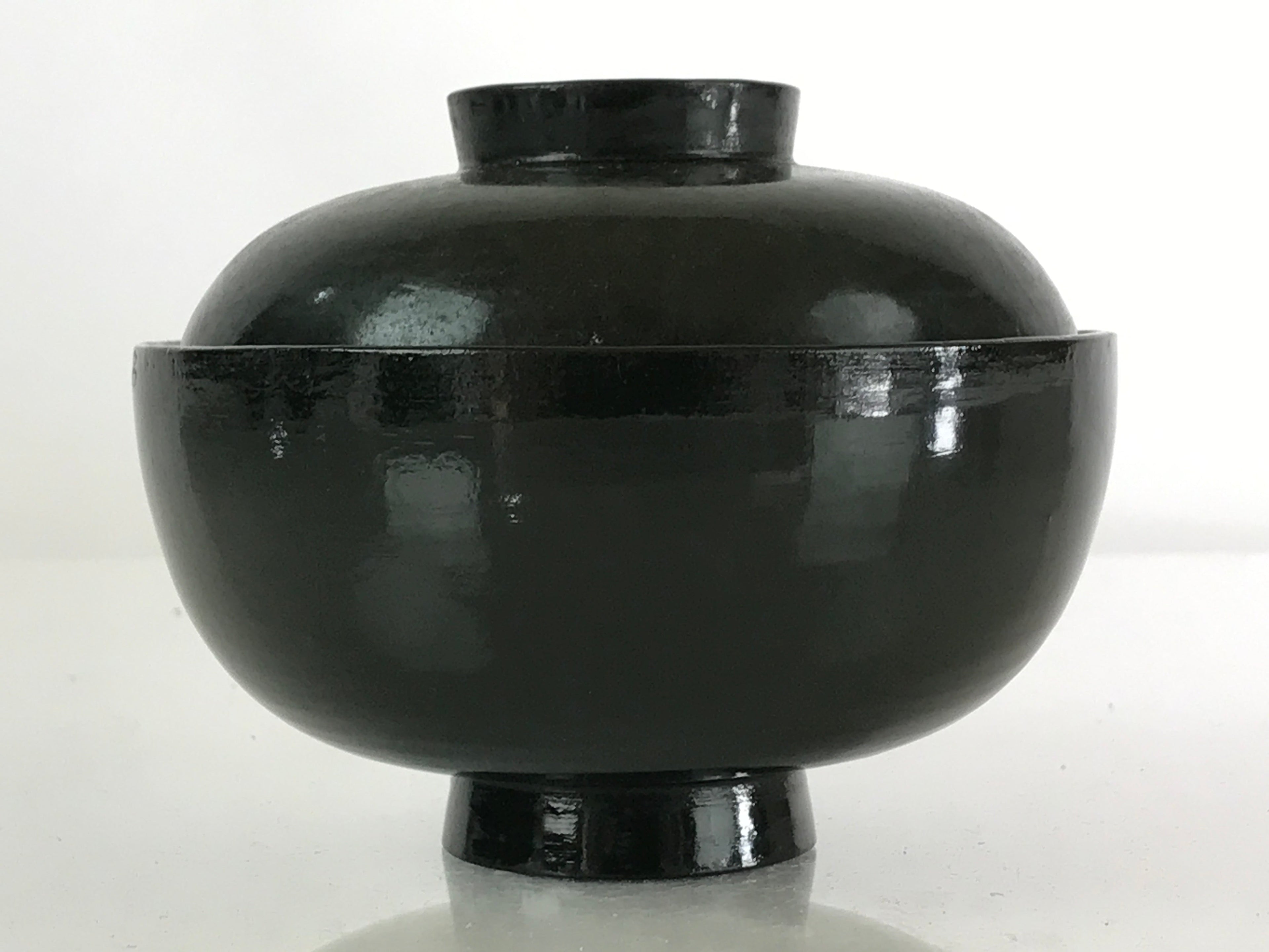 Japanese Lacquerware Lidded Bowl Vtg Urushi Green Red Owan Soup Rice LB20