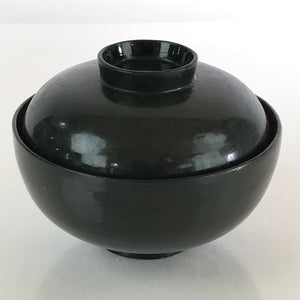 Japanese Lacquerware Lidded Bowl Vtg Urushi Green Red Owan Soup Rice LB20