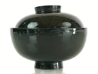 Japanese Lacquerware Lidded Bowl Vtg Urushi Green Red Owan Soup Rice LB21