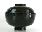 Japanese Lacquerware Lidded Bowl Vtg Urushi Green Red Owan Soup Rice LB23