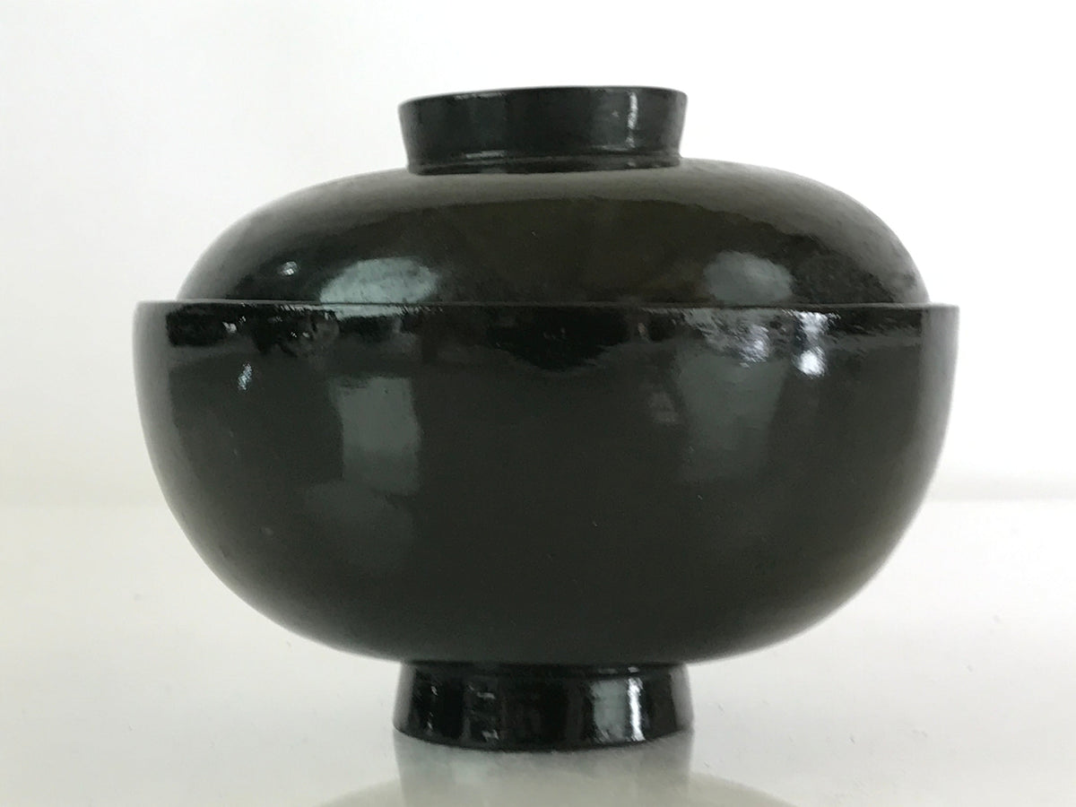 Japanese Lacquerware Lidded Bowl Vtg Urushi Green Red Owan Soup Rice L ...