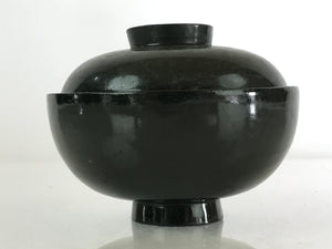 Japanese Lacquerware Lidded Bowl Vtg Urushi Green Red Owan Soup Rice LB24