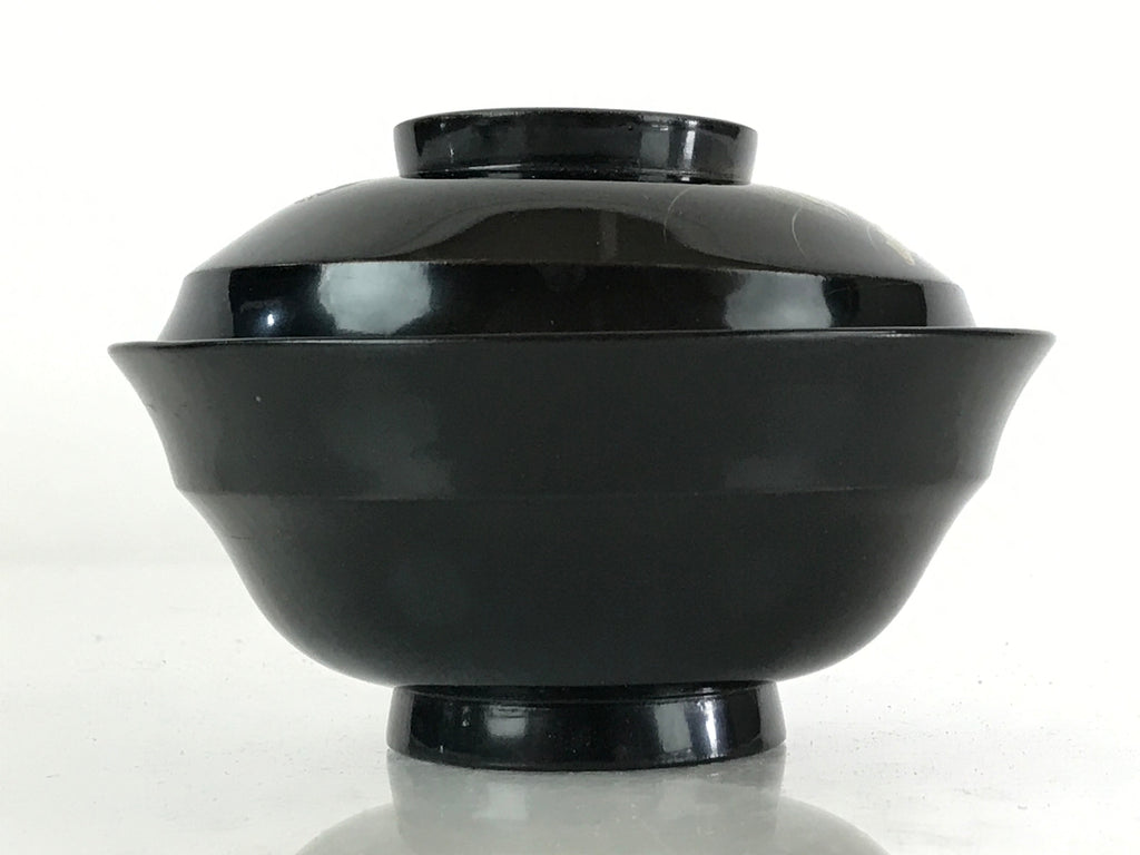 Japanese Lacquerware Lidded Bowl Vtg Urushi Makie Black Owan Soup Rice LB33
