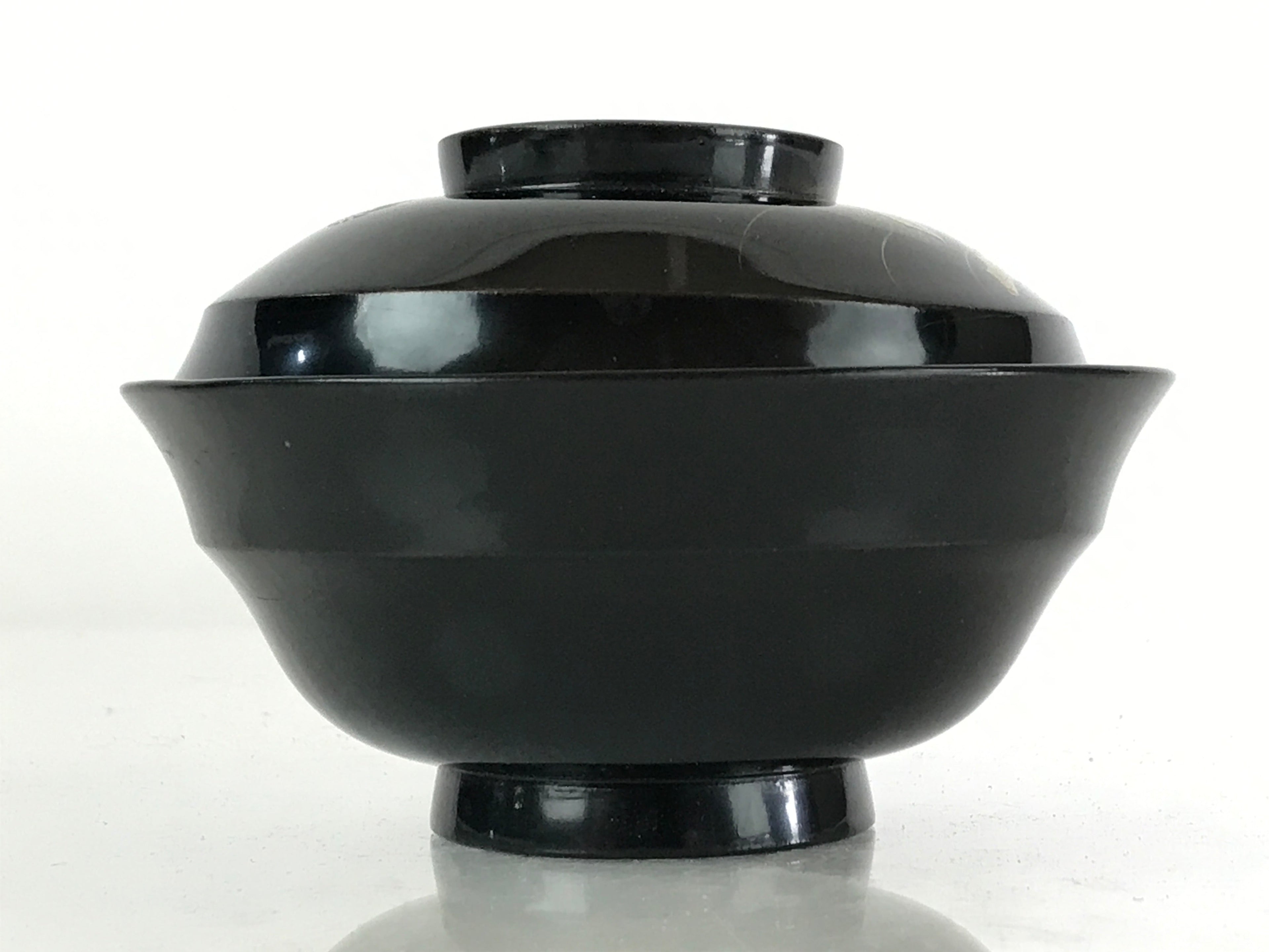 Japanese Lacquerware Lidded Bowl Vtg Urushi Makie Black Owan Soup Rice LB33