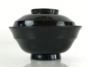 Japanese Lacquerware Lidded Bowl Vtg Urushi Makie Black Owan Soup Rice LB33