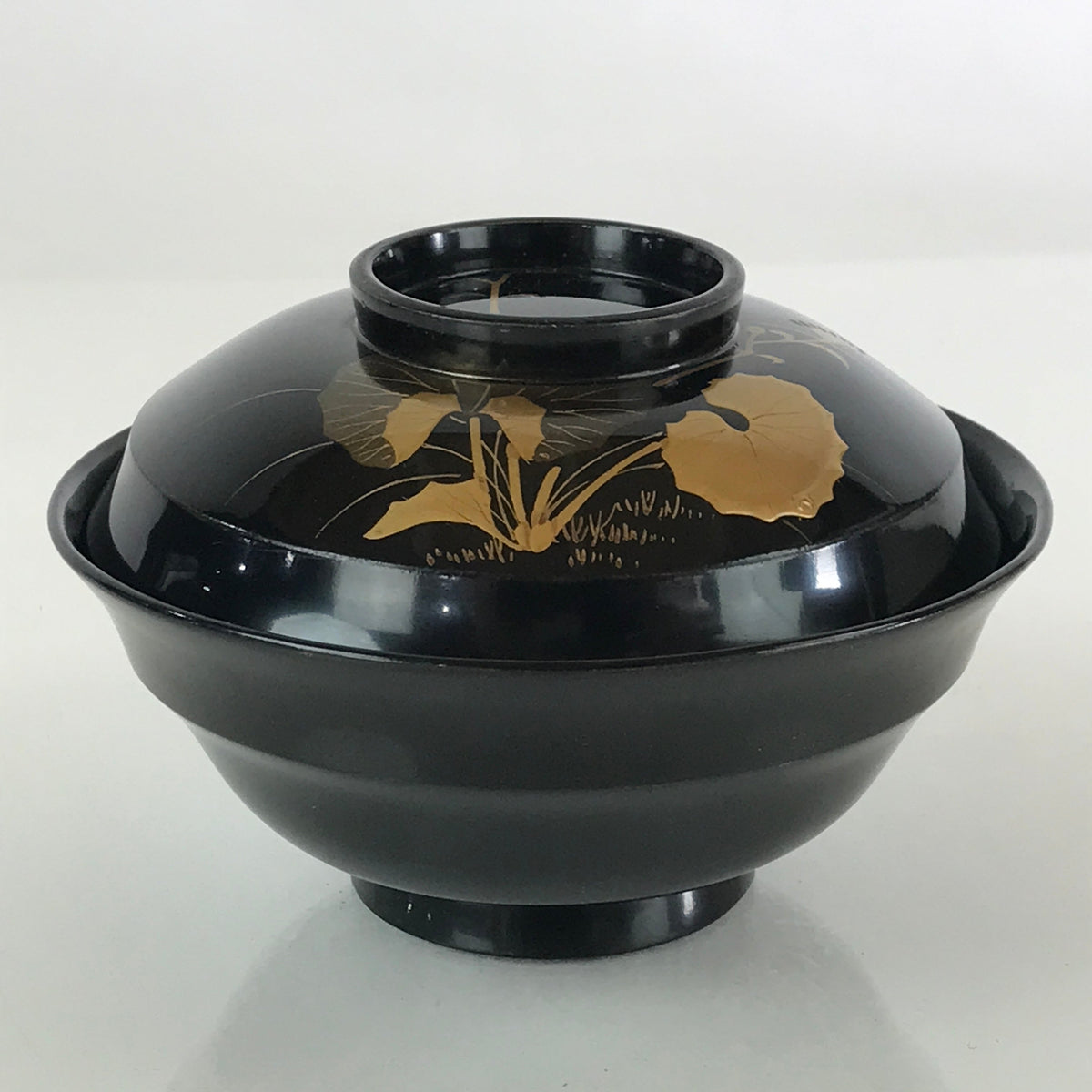 Japanese Lacquerware Lidded Bowl Vtg Urushi Makie Black Owan Soup Rice ...
