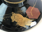 Japanese Lacquerware Lidded Bowl Vtg Urushi Makie Red Black Owan Soup LB1