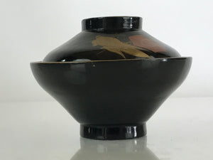 Japanese Lacquerware Lidded Bowl Vtg Urushi Makie Red Black Owan Soup LB1