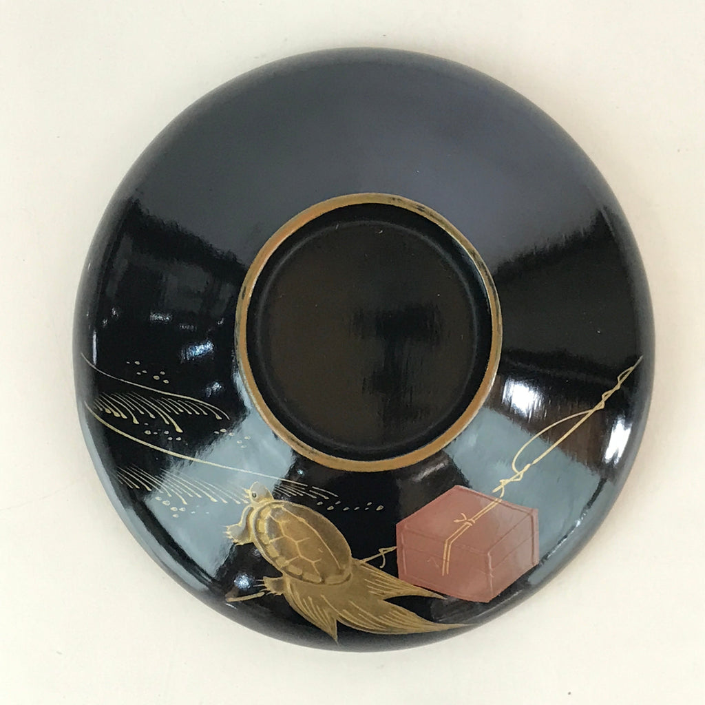 Japanese Lacquerware Lidded Bowl Vtg Urushi Makie Red Black Owan Soup LB10
